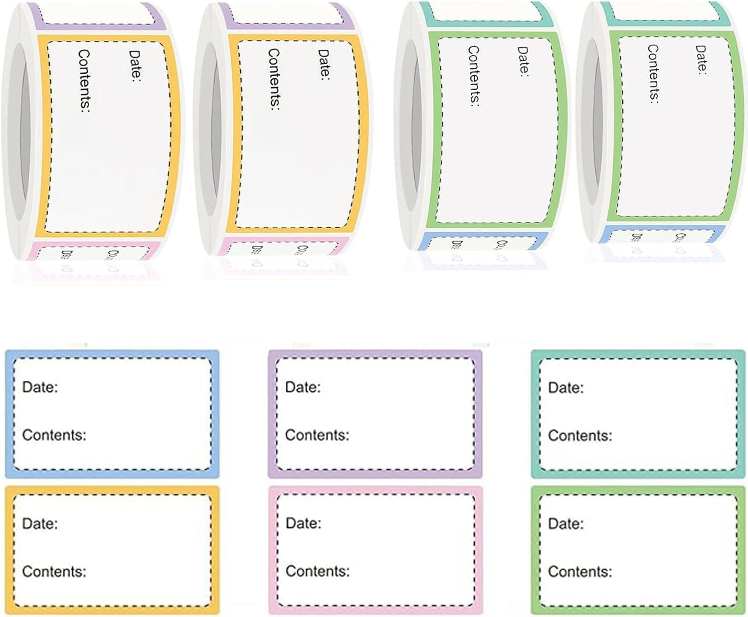 1000 Pcs Removable Freezer Labels,4 Rolls Color Multifunctional Adhesive Labels,Food Storage Stickers for Food Containers Jars Kitchen Restaurant Storage image number 1