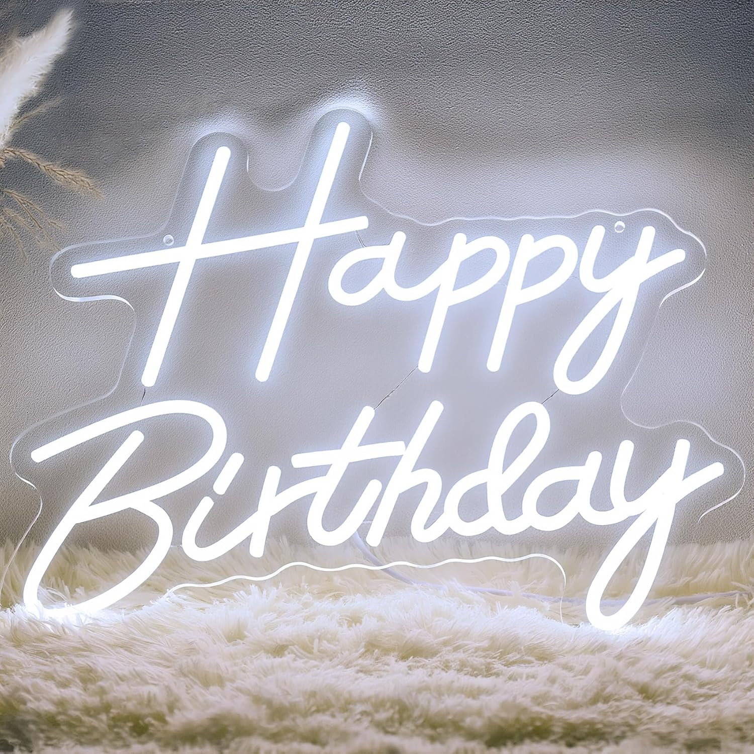 Happy Birthday Neon Sign for Backdrop, LED Happy Birthday Light up Sign, USB Powered Dimmable Neon Light for Birthday Party Decorations Wall Decor, Pink