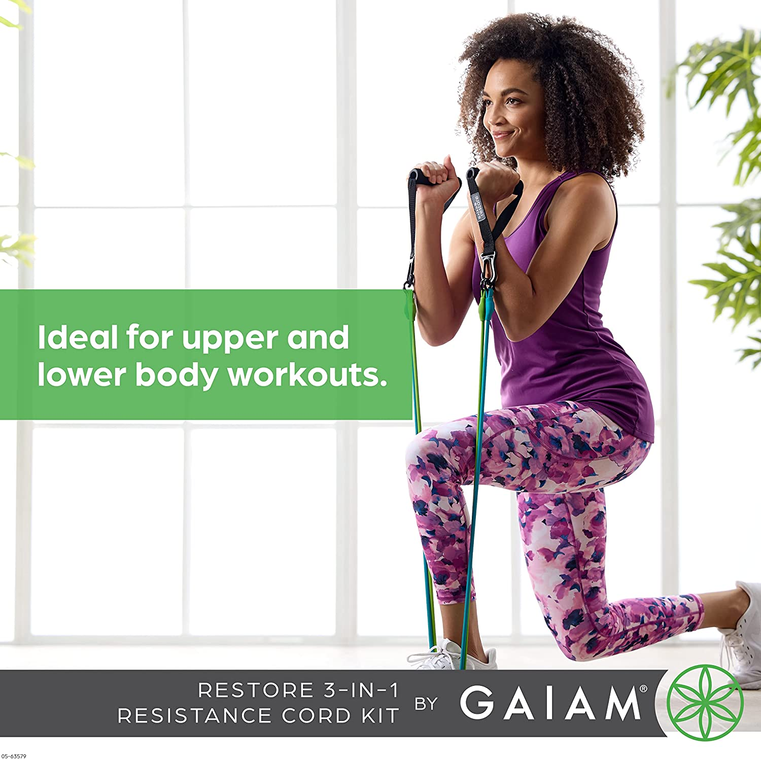 Gaiam Restore 3-In-1 Resistance Band Kit - Exercise Cord with Comfort-Grip Foam Handles and Easy-Adjust Interchangeable Strength Bands for High Intensity Training - Light, Medium, and Heavy Resistance image number 2