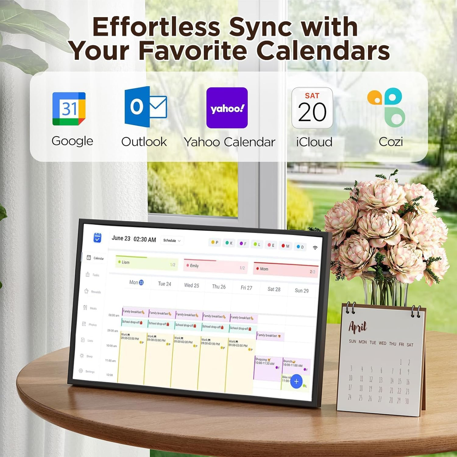 10.1 Inch Wifi Planner Smart Digital Calendar, Desk Calendar Smart Wifi Planner & Chore Chart, IPS HD Interactive Touchscreen Display for Family Schedules, and Cloud Photo image number 4