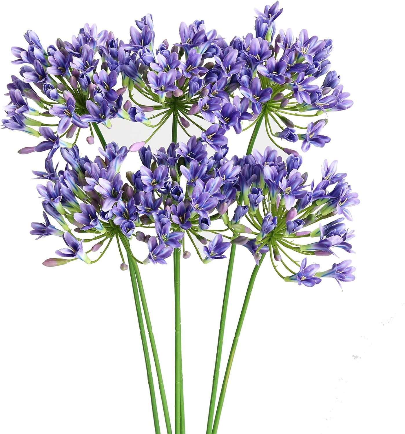 6PCS Artificial Agapanthus Flowers Long Stems Silk Lily Flowers for Home Hotel Flower Arrangement Party Decor (White Purple) image number 6