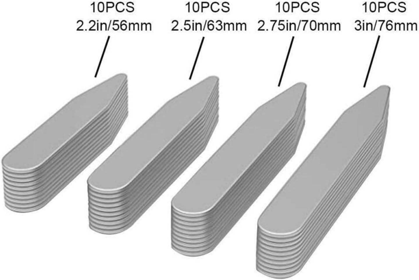 Mosegor 40Pcs 4 Sizes Stainless Steel Collar Stays Support Dress Shirt Collar Support with Clear Box for Business Men Shirt image number 2