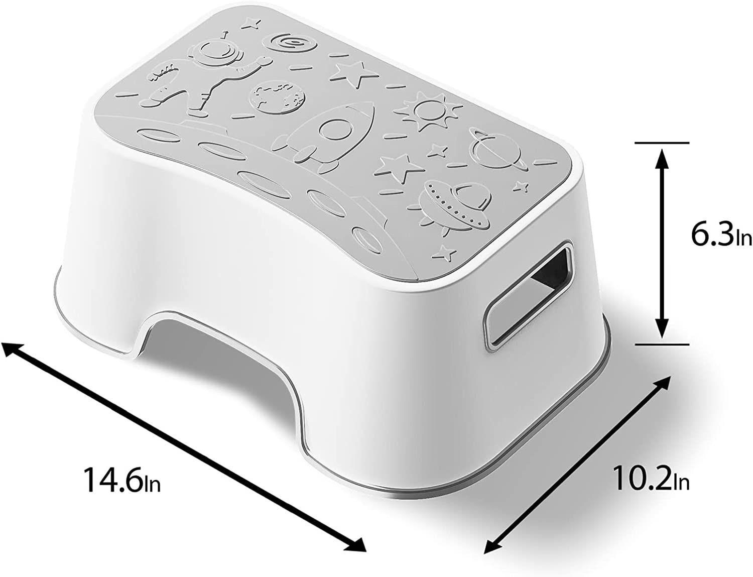 UNCLE WU Kids Step Stool - Lightweight and Easy to Clean - Bathroom Safety Bottom as Potty Training Stool - Slip-Resistant Surface1 Step Stool for Kids/Adult (Gray White) image number 1