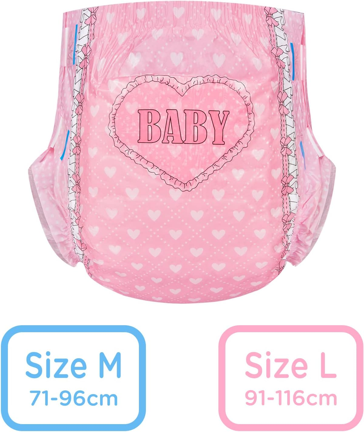 Littleforbig Adult Printed Diaper 10 Pieces - Blushing Baby (M) image number 3