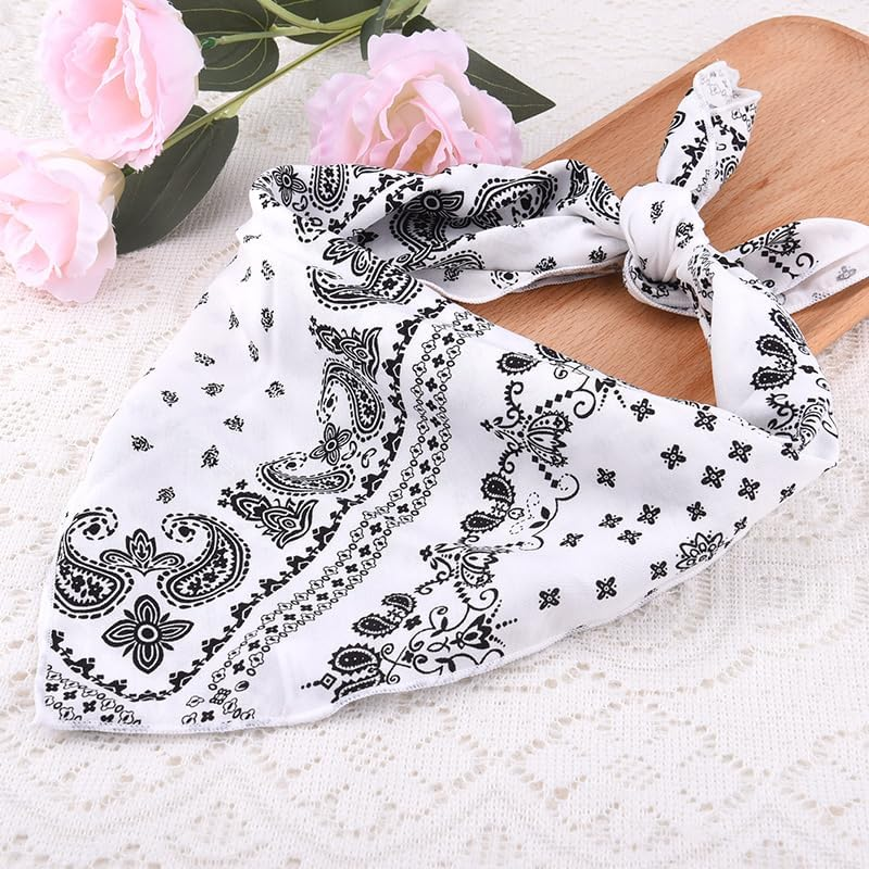 White Head Scarf Bandanas Hair Neck Scarves for Women Paisley Print Cotton Neckerchiefs Neck Accessories for Dress Handbags Hair Bandanas Scarf image number 3