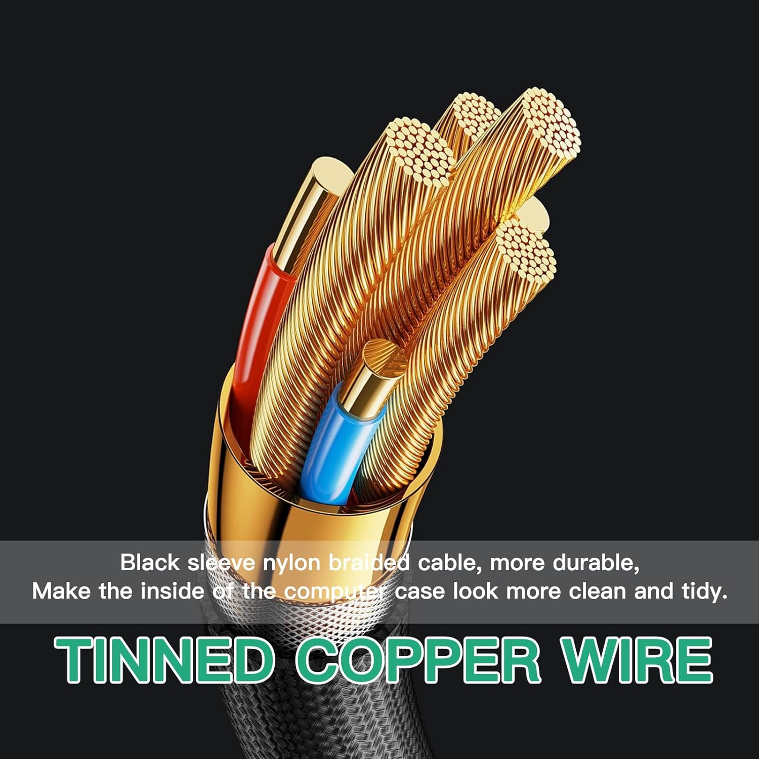 2 Pack 3-Way 4-Pin PWM Fan Splitter Cable - Connect Multiple Case Fans to Single Motherboard Header, Synchronize Speeds, Increase Airflow, 4-Pin/3-Pin Cooling Cable 27CM image number 6