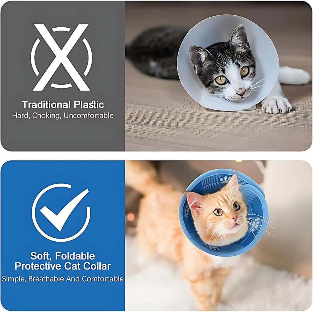 Cat Collar, Soft Adjustable Collar for Cats, Cat Collar, after Surgery and Injuries, Prevents Licking Wounds, Cat Collar, Cat Collar (Blue, S) image number 5