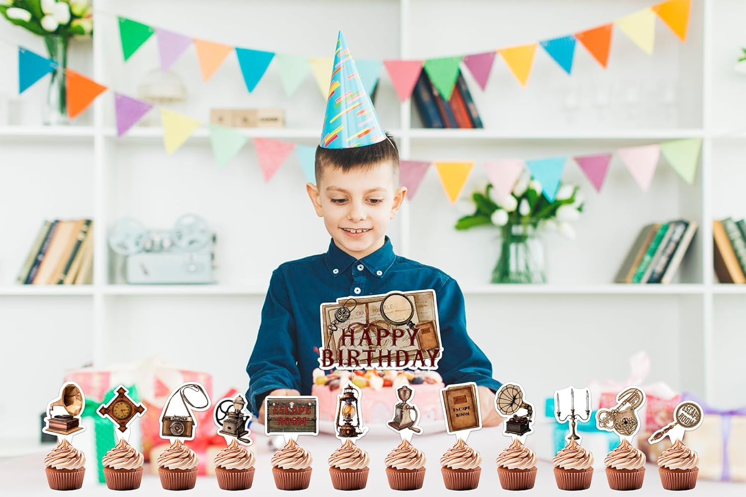 25 Pcs Escape Room Cake Topper Cupcake Toppers Escape Room Cake Decorations for Escape Room Birthday Party Decorations Mystery Escape Room Party Supplies image number 4