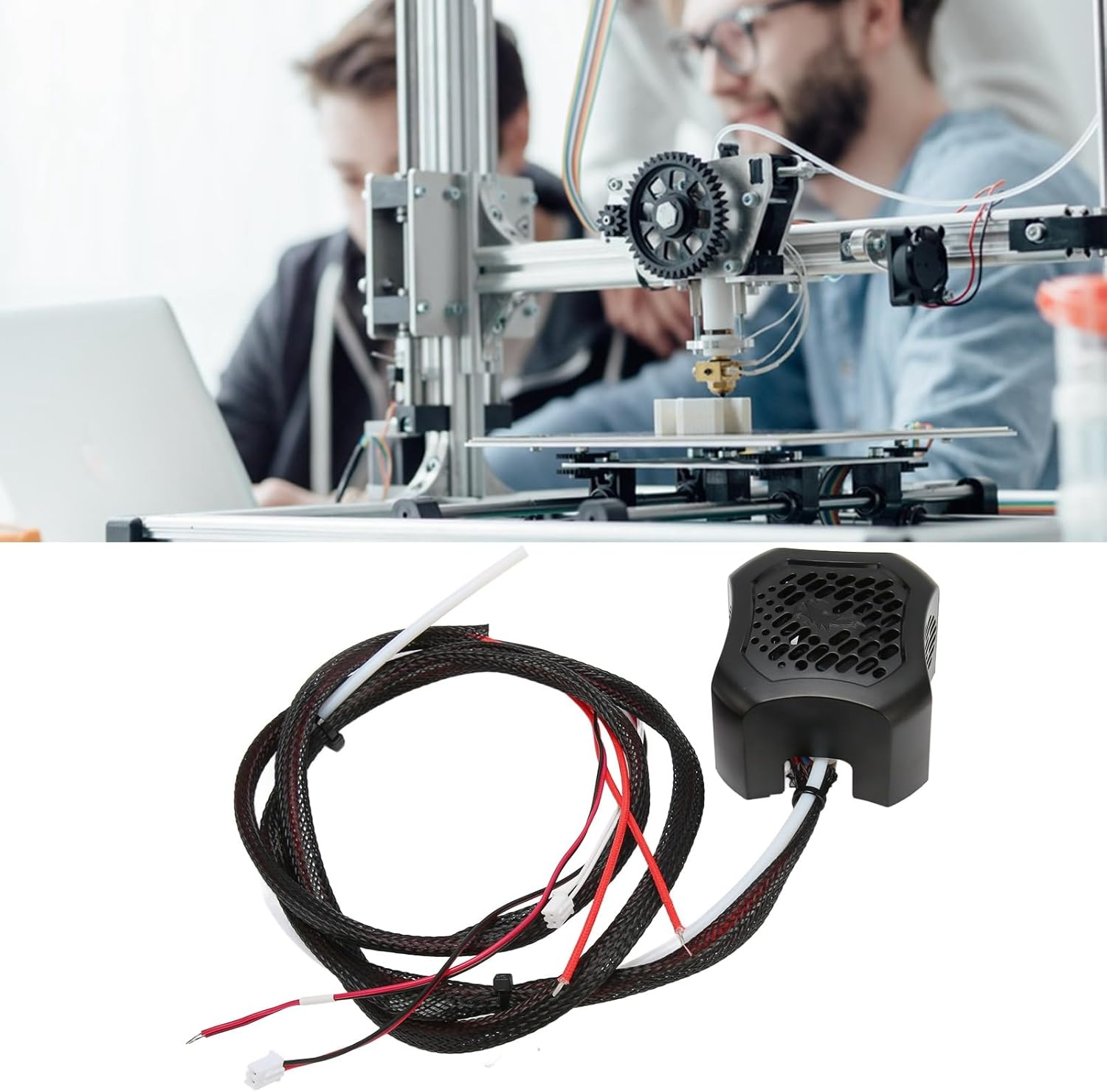 Ender 3 V2 Full Hotend Kit, Integrated Full Assembled Extruder Kit with Dual Fans for Ender 3 V2 3D Printer, Metal 3D Printer Hotend Kit Full Set Uniform Printing, 3D Printer Parts image number 4