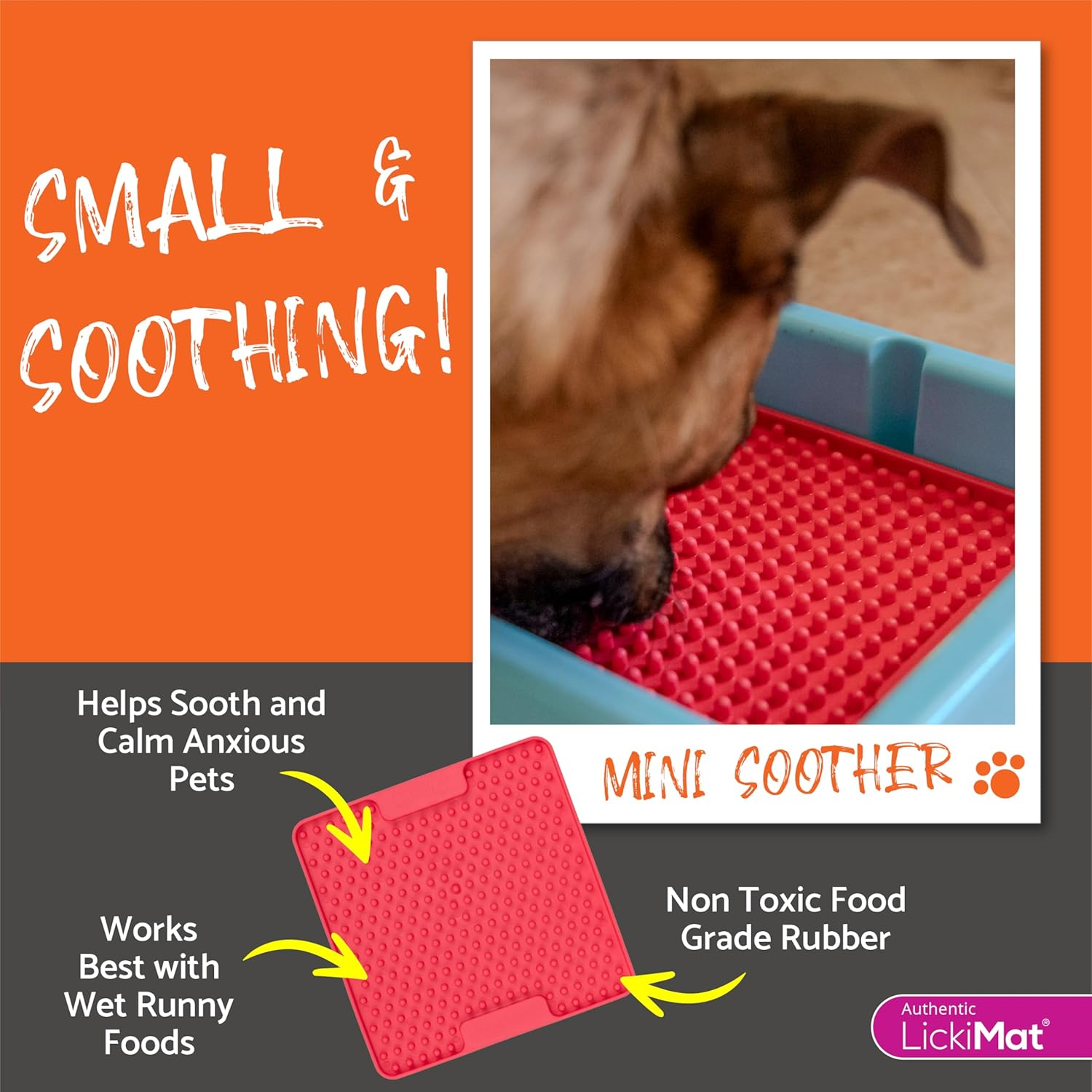 Lickimat Mini Classics - Interactive Pet Feeding Mat for Dogs, Slow Feeder with Modern Design, Enrichment for Family Bonding and Anxiety Relief image number 2