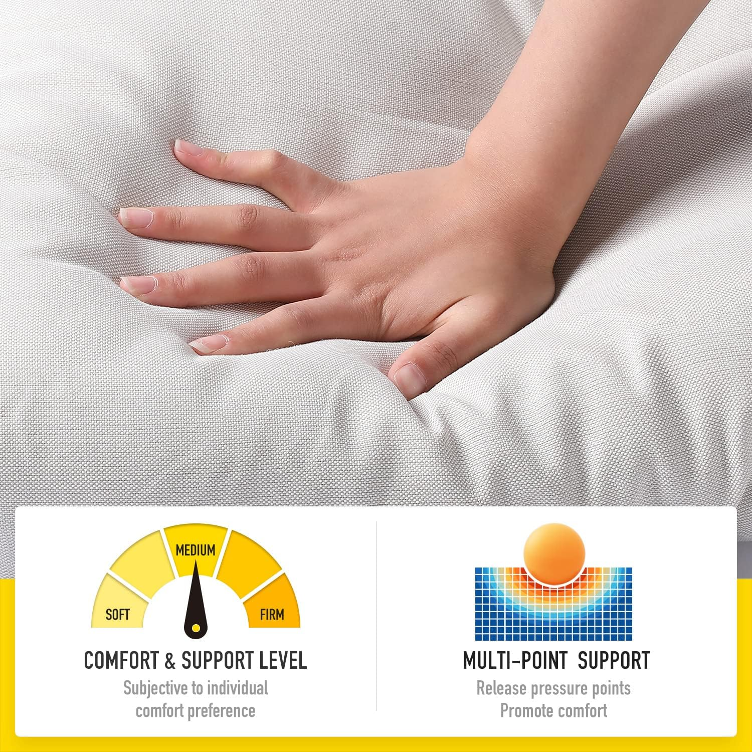 SUNROX Lokgrip Non Slip Tufted Memory Foam Bench Cushion, Fadeshield Water Resistant Durable Thicken Outdoor/Indoor Bench Seat Pads 36X14X4 Inch, Cream image number 2