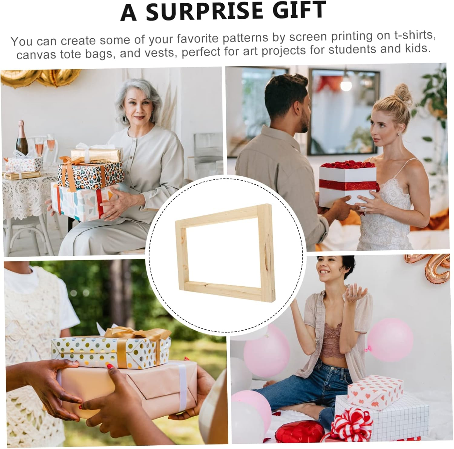 Angoily 3Pcs Portable Screen Printing Frame Wooden DIY Mesh Screen for Shirts Canvas Tote Bags Art Projects Sturdy Washable Reusable Silk Printing Frame image number 4