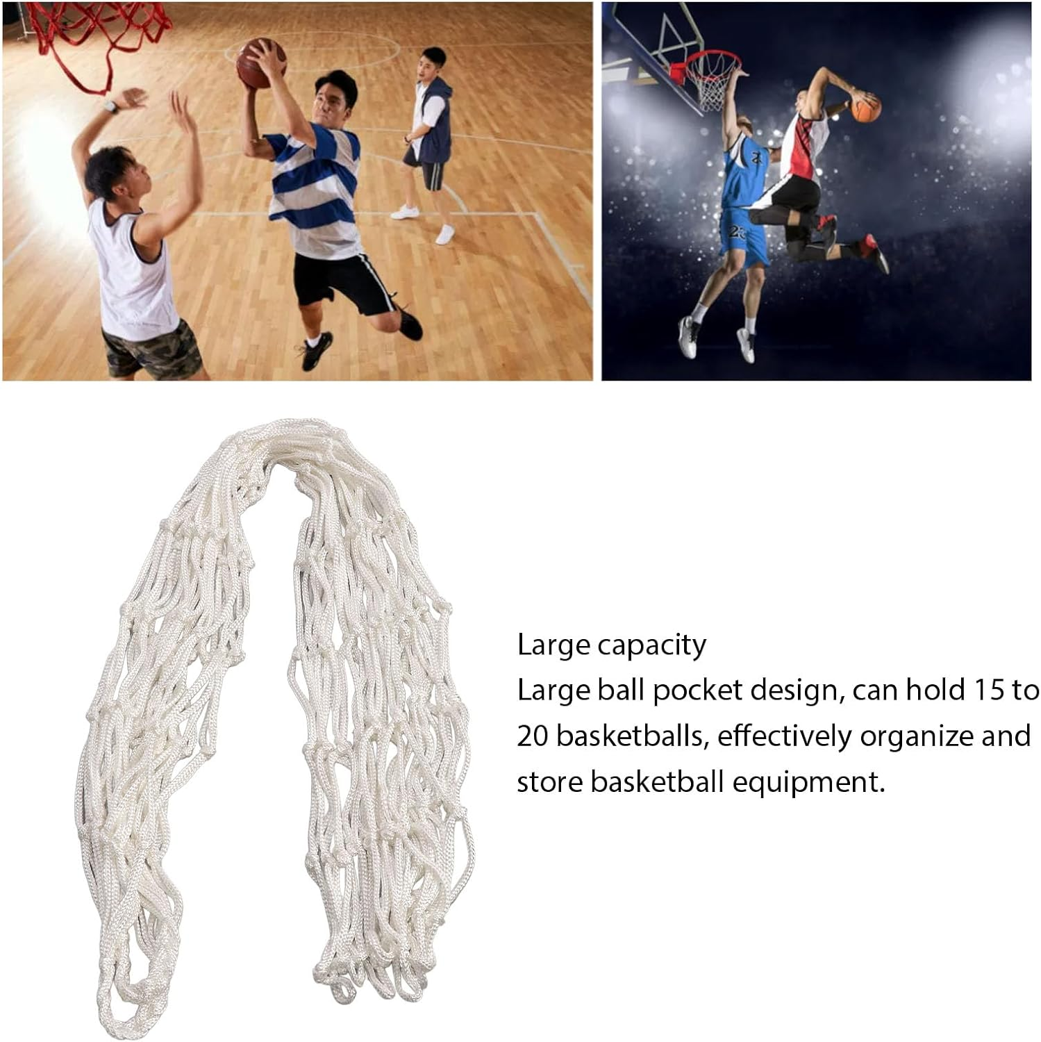 Extra Large Ball Storage Mesh Bag, Basketball Bags Team Balls Cccommodate 15 to 20 Basketballs, Team Work Ball Bags for Basketball, Volleyball, Soccer, Gym, Gear image number 2