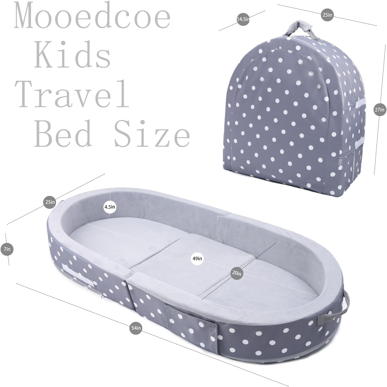 Mooedcoe Foldable Toddler Floor Bed with Sides, Folding Toddler Bed for Travel Kid Foam Sleeping Cot (Round, Dot) image number 4