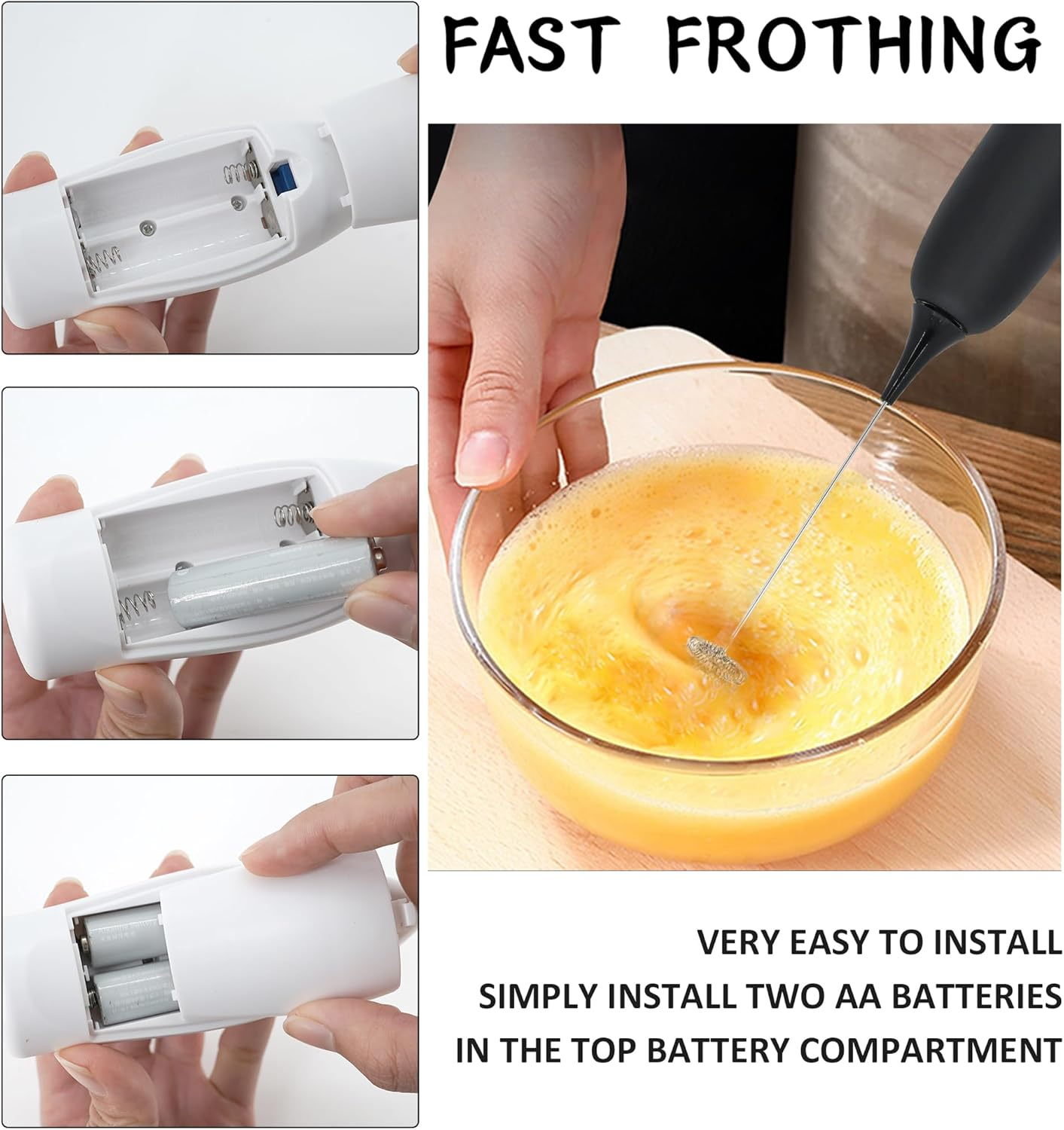 YBVABE Milk Frother Handheld - Portable Coffee Stirrer for Milk Froth, Matcha Whisk with High Powered Improved Motor, Mini Whisk Electric Chocolate Shaker, Drink Mixer for Cappuccino, Frother Maker image number 3