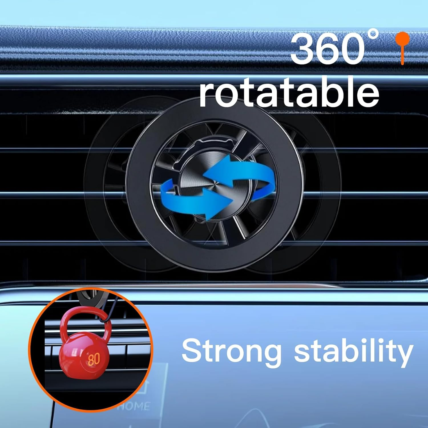 Car Mount for Iphone 16 Pro Max/16/15/14/13/12 Series, 360&deg; Adjustable Magnetic Phone Holder with Strong Magnets, Air Vent Clip, Compatible with All Smartphones, Easy One-Hand Operation