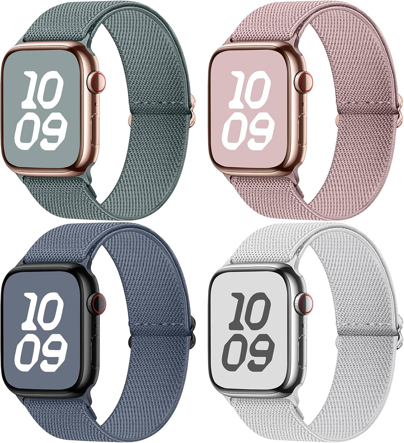 Fullmosa 4 Pack Nylon Strap Compatible with Apple Watch Band 42Mm 41Mm 40Mm 38Mm 49Mm 46Mm 45Mm 44Mm, Water-Resistant Durable Stretch Bands for Iwatch Series 11 10 9 8 7 6 5 4 3 2 1 Ultra SE image number 5