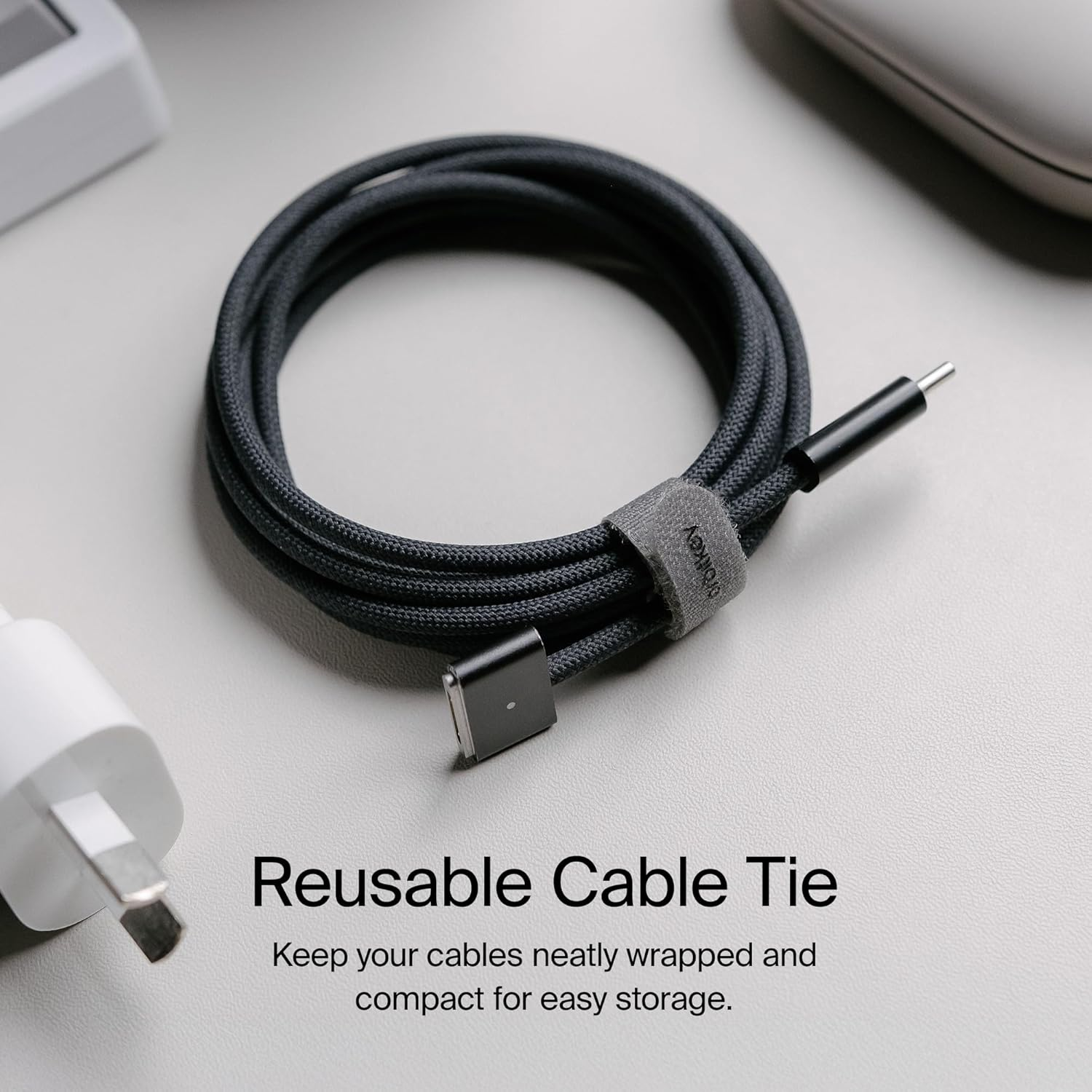 Orbitkey Reusable Cable Ties &ndash; Durable Nylon Hook-And-Loop Cord Organizers for Cable Management, Tangle-Free Storage, and Travel Organization - Pack of 6 - Ash image number 3