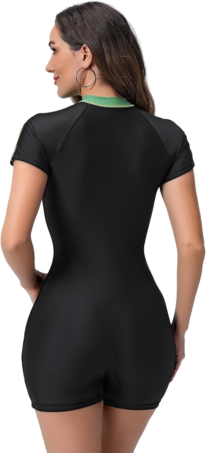 Women'S One Piece Rashguard Floral Surfing Swimsuits Swim Rash Guard Boyleg Bathing Suit UV Protection Swimwear image number 3