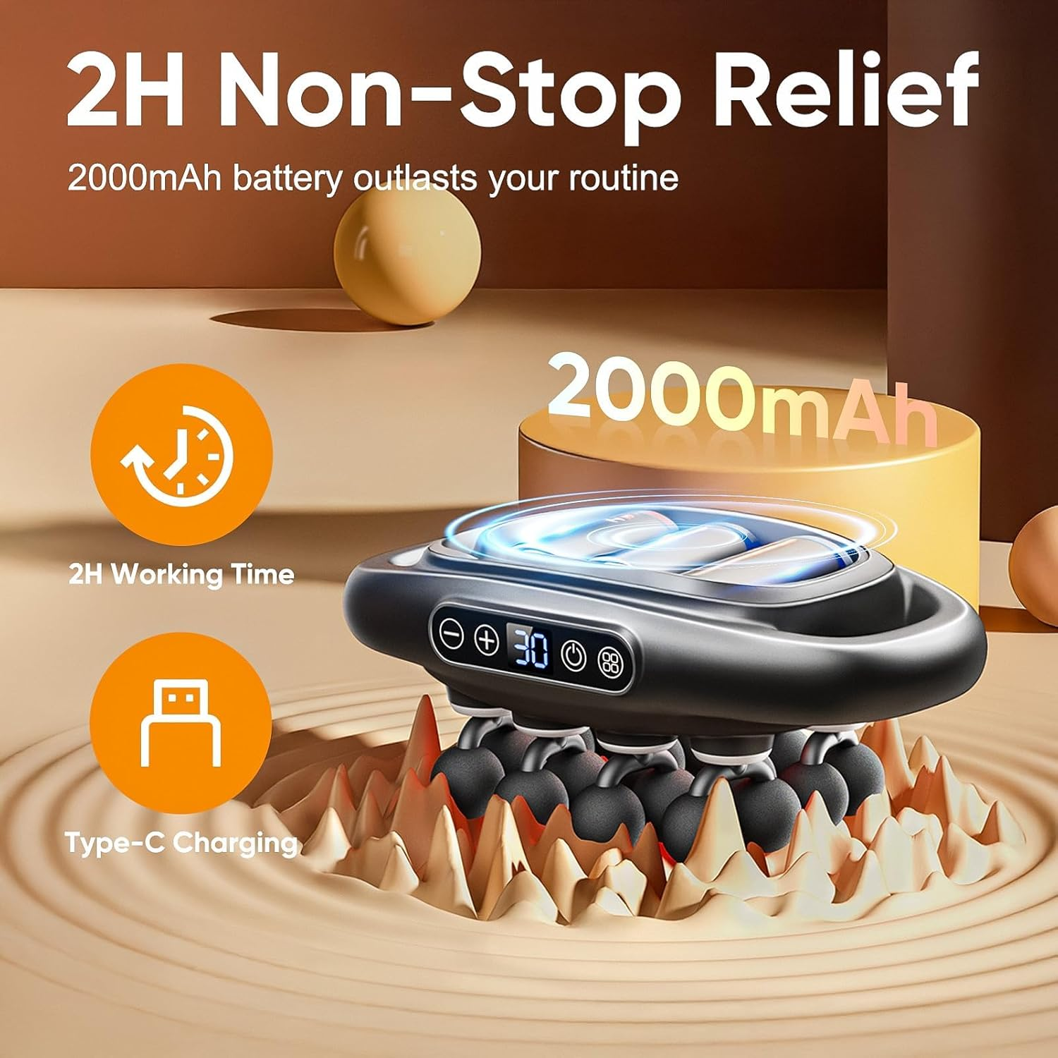 16-Drive Massage Gun Set, Upgraded Deep Tissue Percussion Massager with 16 Massages Heads, Red Light Therapy, Quiet Muscle Massage Gun for Back, Shoulders, Legs, Foot, Body Muscle Pain Relief image number 4