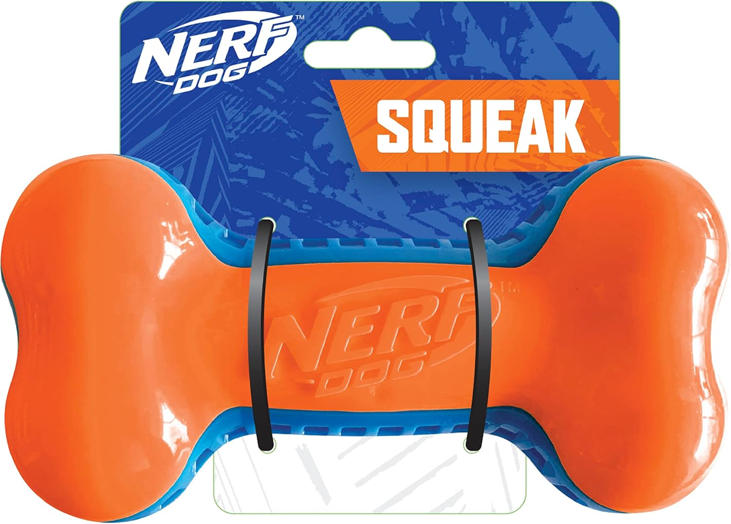 Nerf Dog 7In TPR EXO Squeak Bone - Blue/Orange image number 2