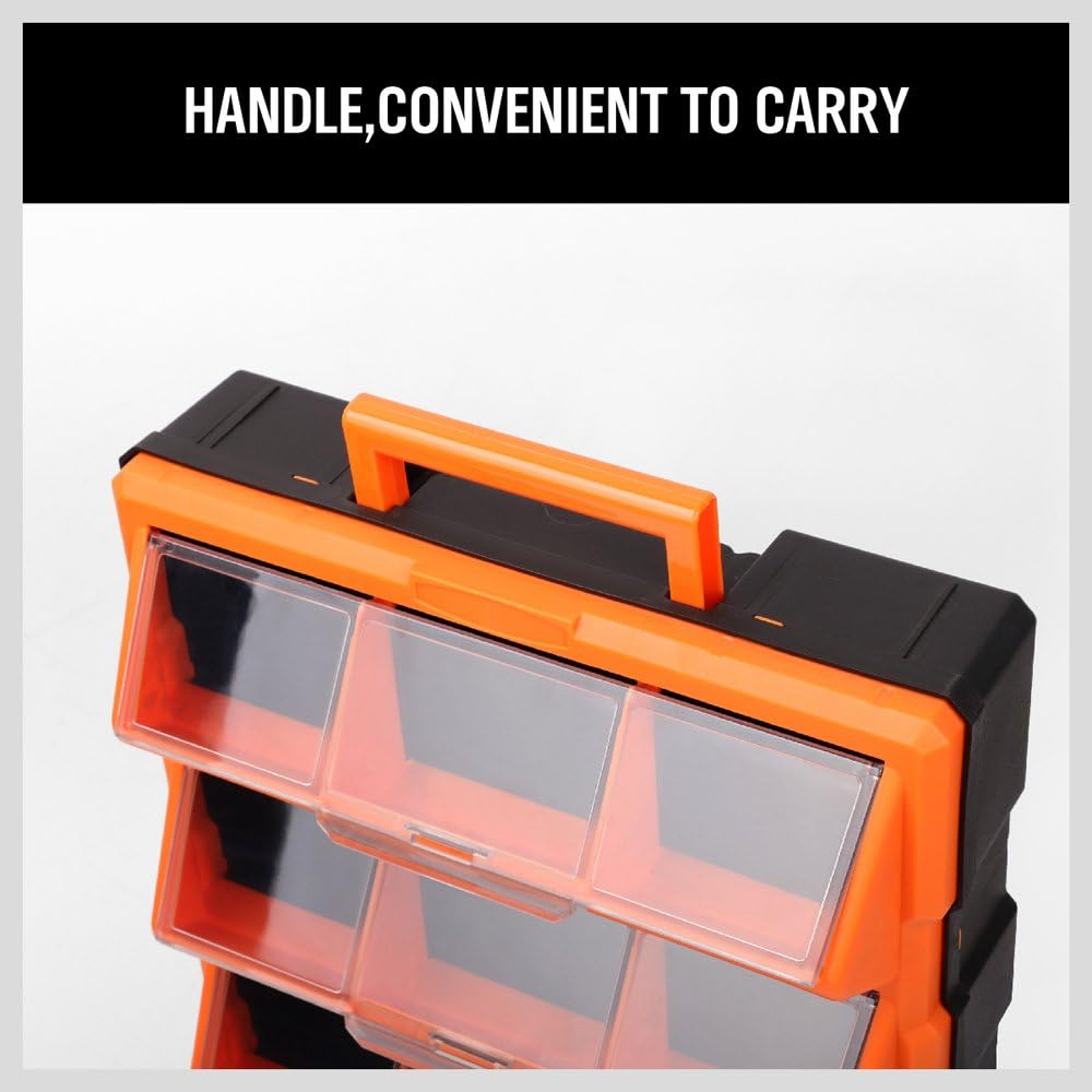 HORUSDY 12 Drawers Storage Cabinet with Flip Doors Tool Parts Organiser Box Chest Case Plastic Bin Organizer Toolbox image number 1