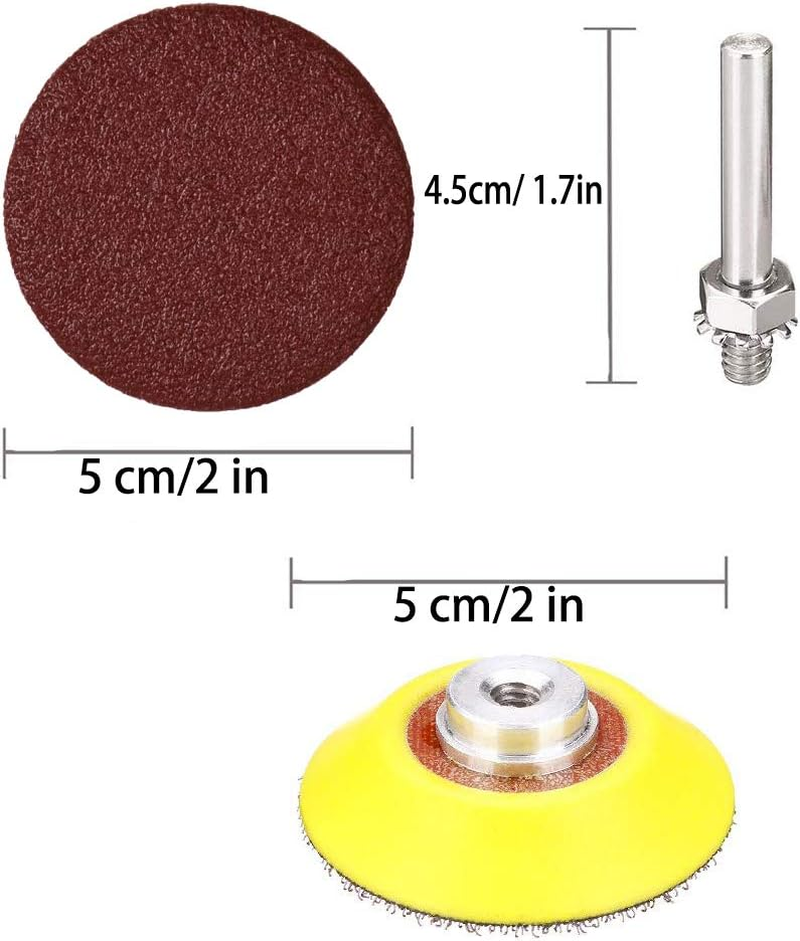 100 Pieces 2 Inch Sanding Discs, 80-3000 Grit Sandpaper with 1/4" Shank Backing Plate and Soft Foam Buffering Pad, for Drill Grinder Rotary Tool, Hook and Loop Sand Paper Assortment Pack image number 5