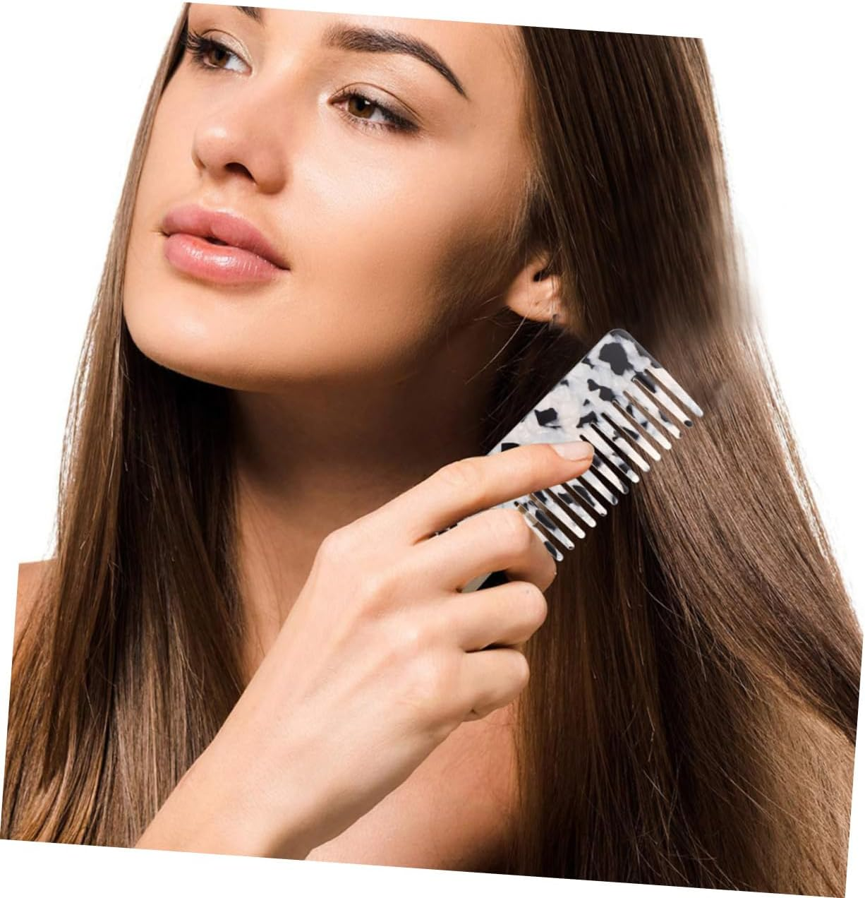 CANIGHT 2Pcs Fashionable Anti-Static Hair Combs Detangling Combs for All Hair Types Lightweight Acetate Design for Travel and Home Use image number 5