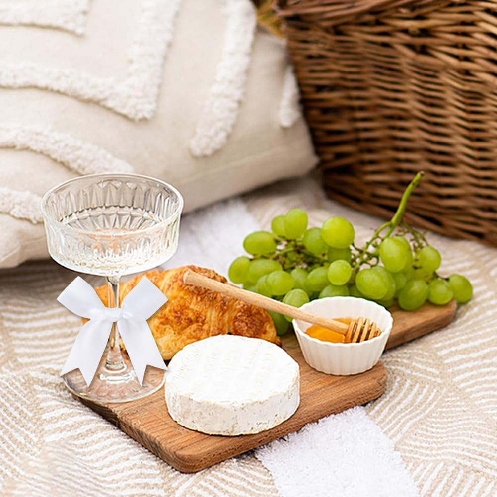 Geli Satin Ribbon Bows, Satin Bows for Gift Wrapping Tied Ribbon Bow, Bakery Candy Bags and Package Decorating Ribbon Bow for Weddings,Birthdays,Christmas,Craft,Gift Packaging (White) - Gold image number 7