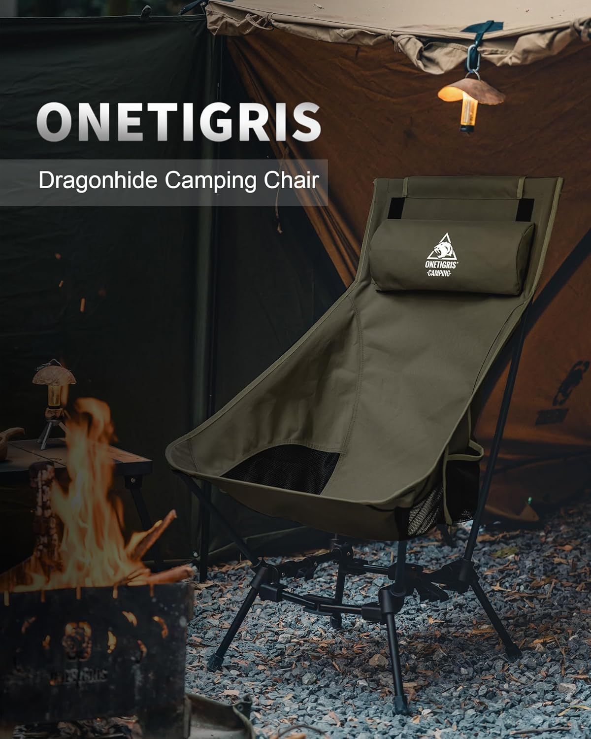 Onetigris Dragonhide Oversized Camping Chair with Pillow Design, Comfortable Widened Seat Folding, 275 Lbs Capacity image number 6