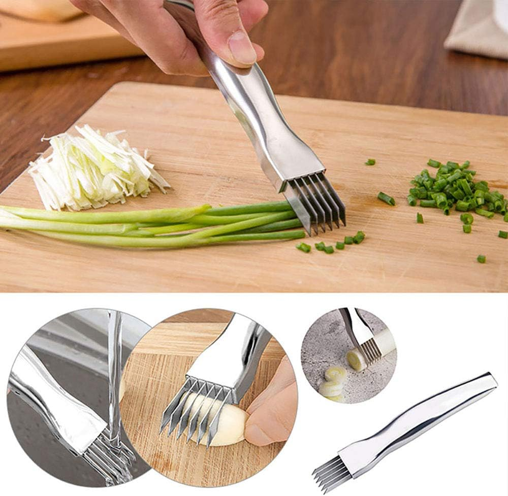 Kitchen Shred Silk the Knife, Stainless Steel Chopped Green Onion Knife, Curved Handle Design, Food Speedy Chopper Green Onion Cutter Kitchen Tool (2Pcs) image number 1