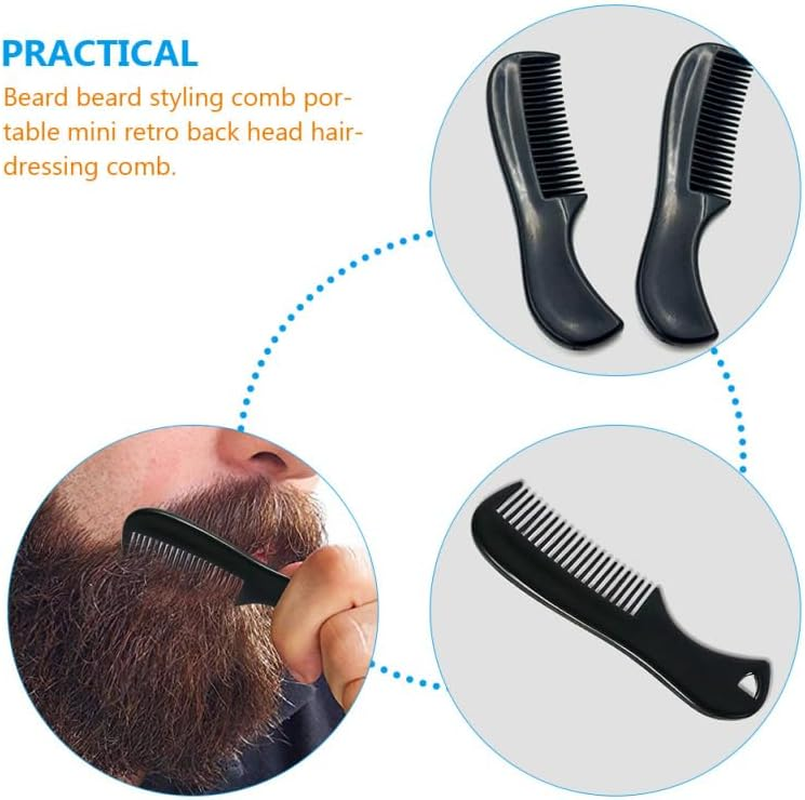 CALLARON Pack of 10 Mini Beard Combs Fine Curly Beard Brush Body Care Moustache Combs for Men Pocket Fine Tooth Comb Small Styling Fine Beard Comb Folding Mini Comb Black Plastic image number 6