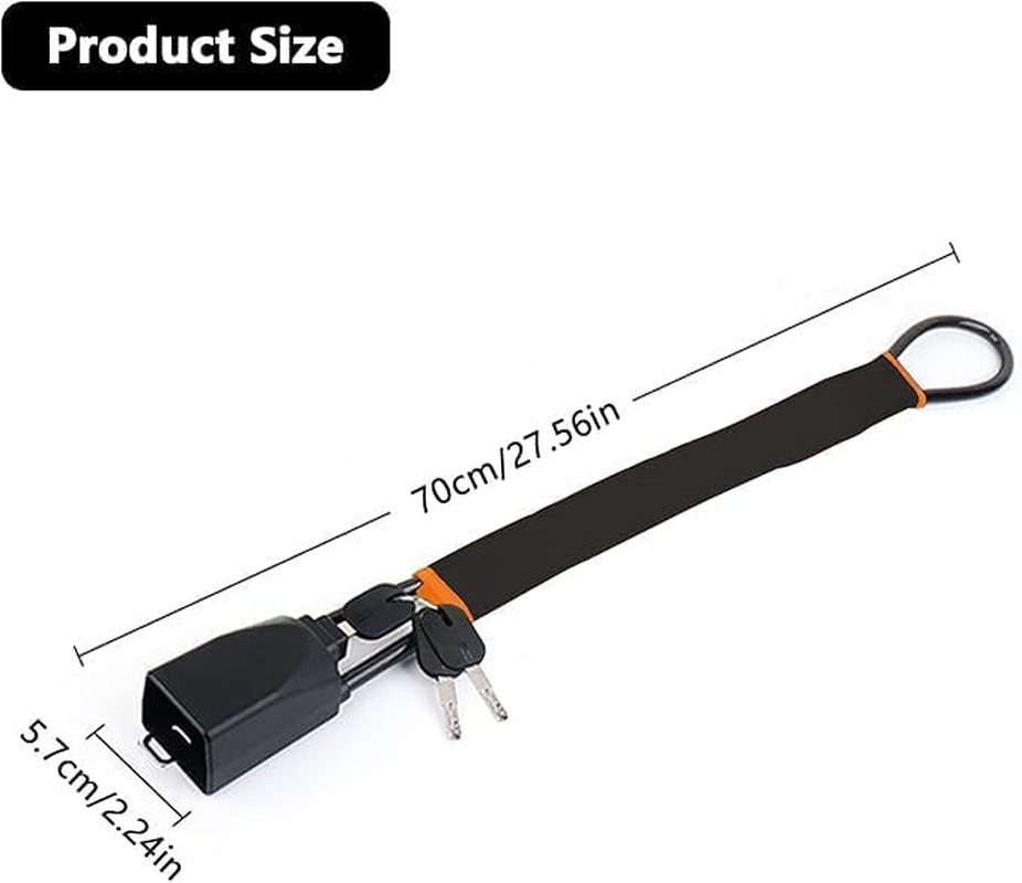 Car Steering Wheel Lock, Seat Belt Lock, Anti-Theft Device, Max 17 Inch Length, Small and Light-Weight, Multi-Functional, Fit Most Vehicle, SUV, Golf Cart Security (Black) - Red image number 7