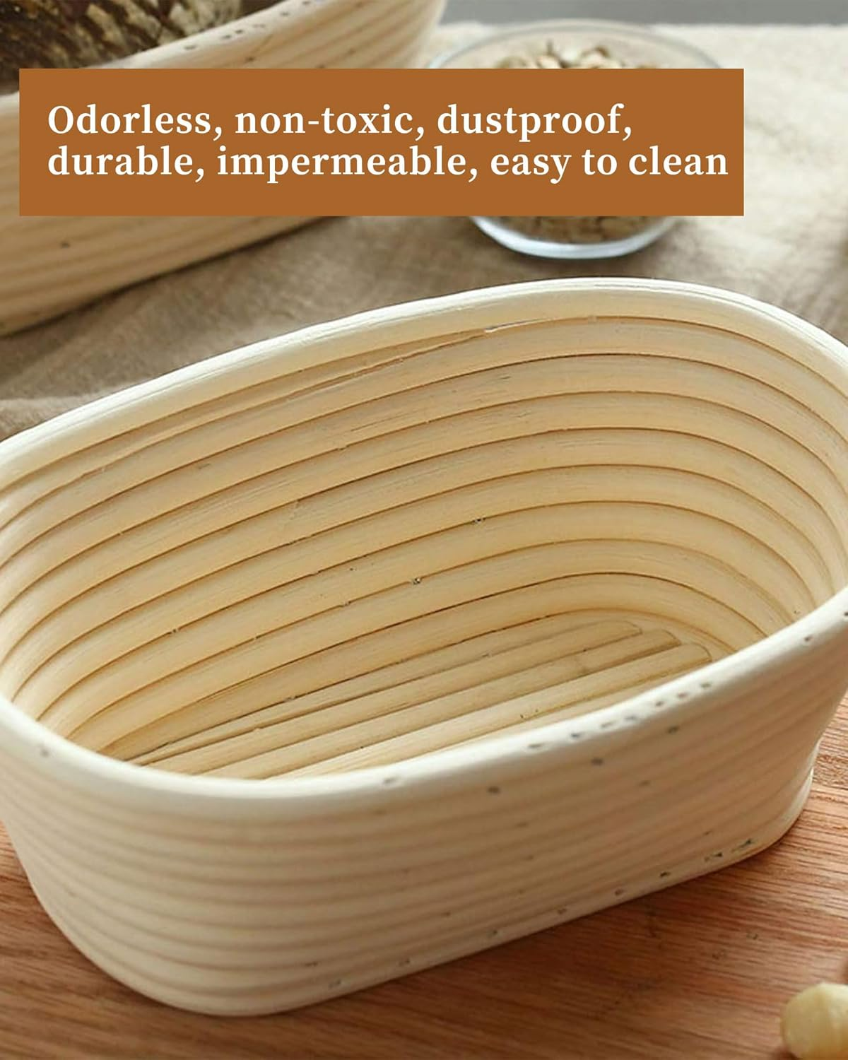 Oval Bread Proofing Basket Rattan Banneton Brotform Sour Dough with Linen Liner Bread Proofing Baskets image number 2