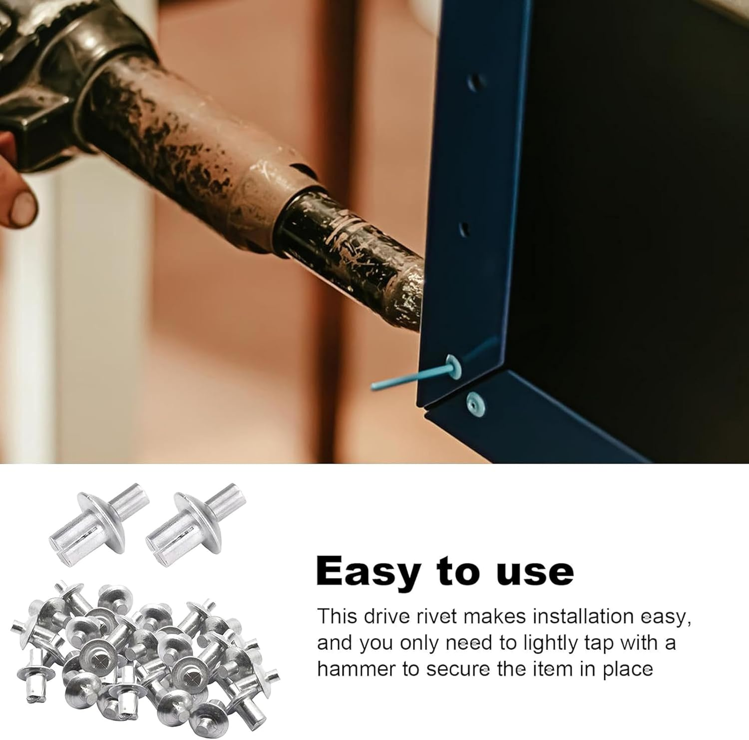 Aluminum Blind Rivet,Pop Rivets Core Pulling Rivets,Half round Head Hammer Drive Blind Rivets, Aluminum Core Rivets, Knock Type Expansion Rivets for Indoor Outdoor Electronic Equipment (100, Silver) image number 2