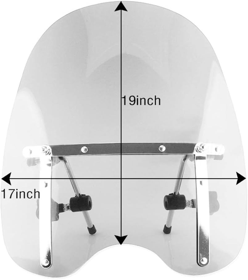 Baosity Universal Motorcycle Windshield Windscreen 19X17 Inch Compatible with Most Motorcycles Cruiser - Clear image number 1