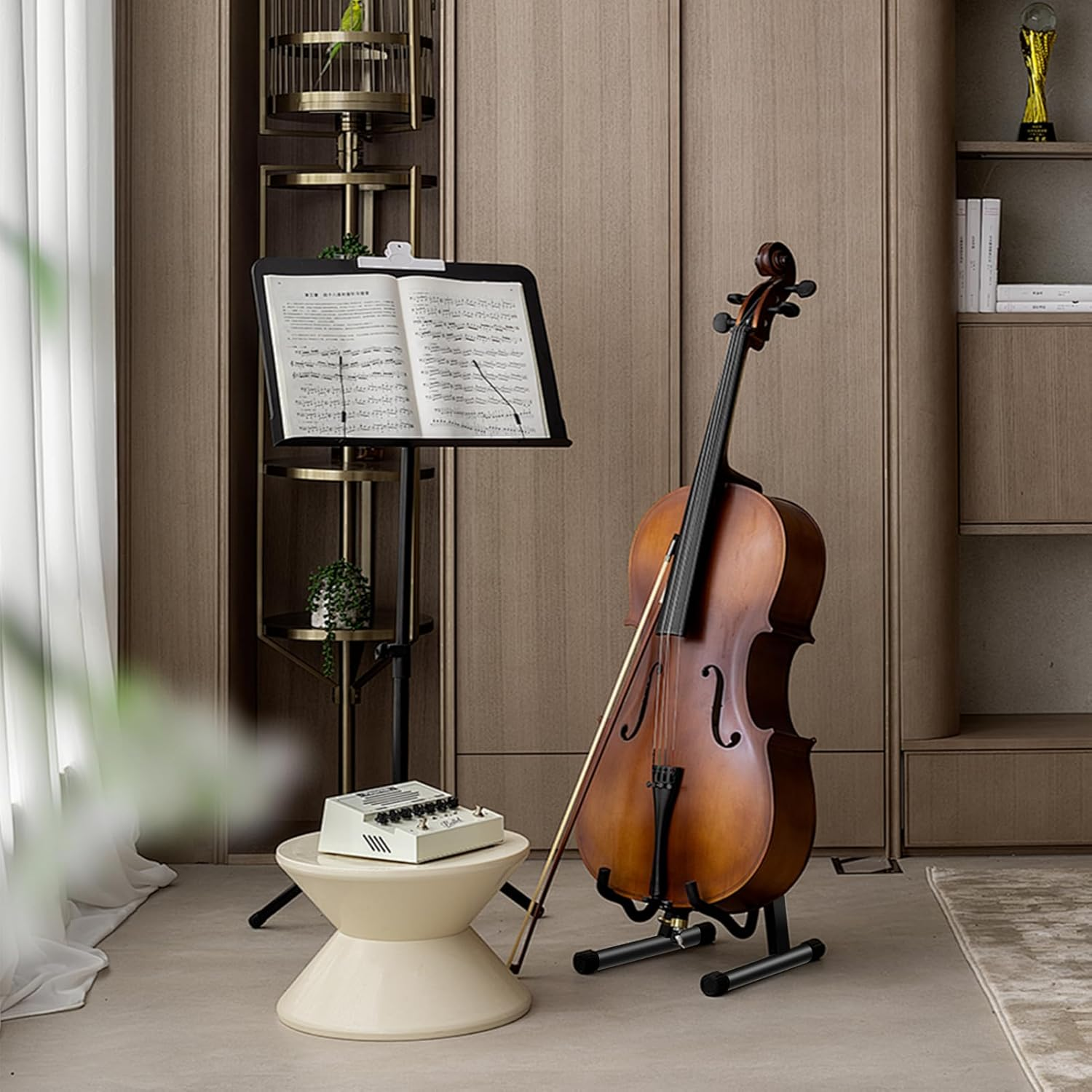 Geewin A-Frame Folding Cello Stand, 1/8-4/4 Cellos, Guitar Stand, Black, Plastic/Metal (Main Body), Rubber Feet image number 6