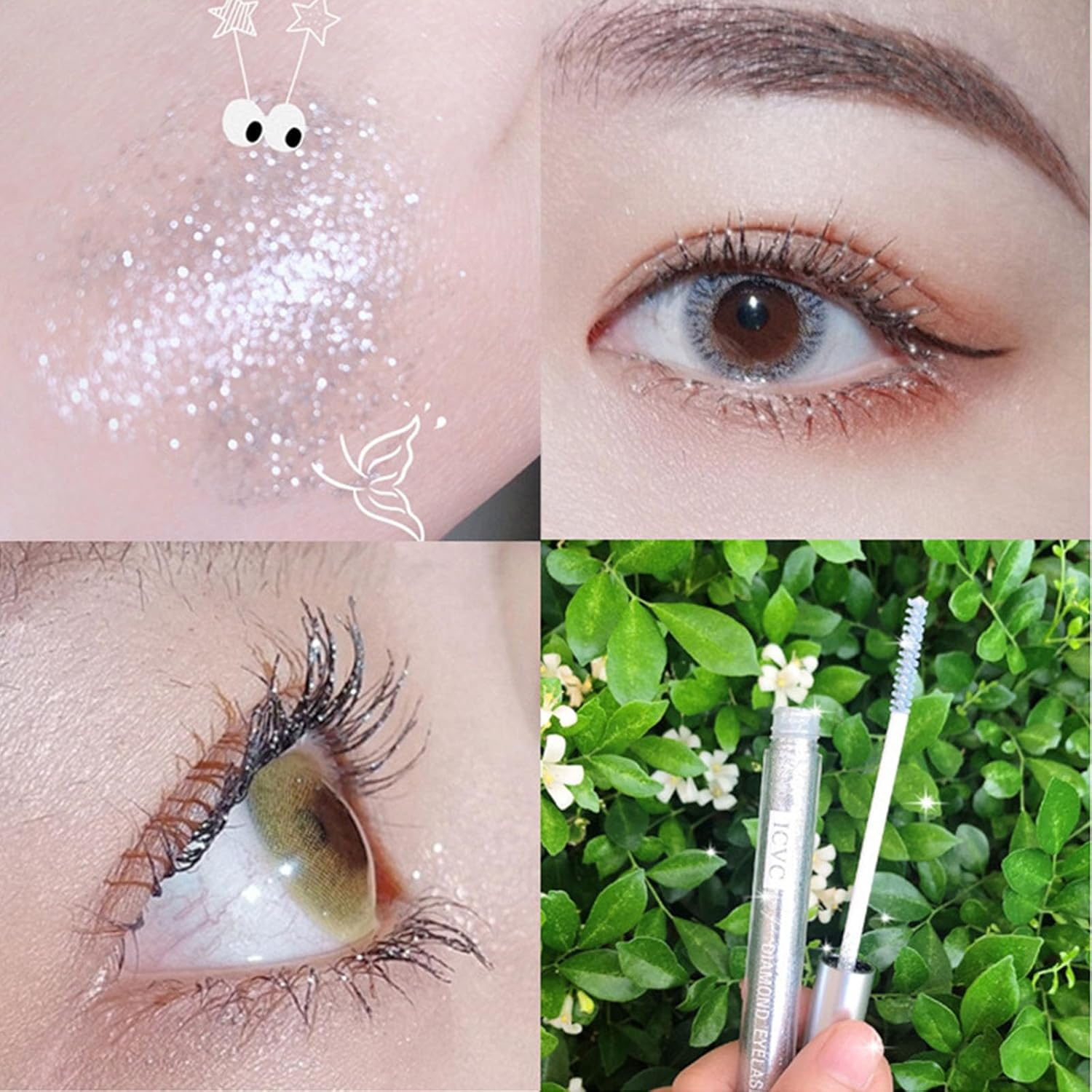 Diamond Glitter Lashes Mascara Waterproof Shimmer Coloured Mascaracharming Longlasting Mascara Perfect for Stage Party Wedding Music Festival Very Sparkling Eyes Makeup