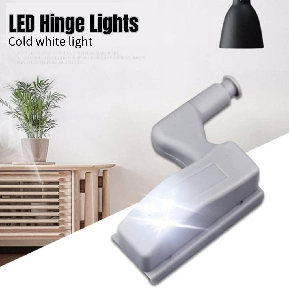 LED Cabinet Hinge Light, Grey, ABS Material, 4.8X2.6X2Cm, 10 Pack, Battery-Operated Sensor Light for Kitchen Cupboard, Wardrobe, Cool White image number 1