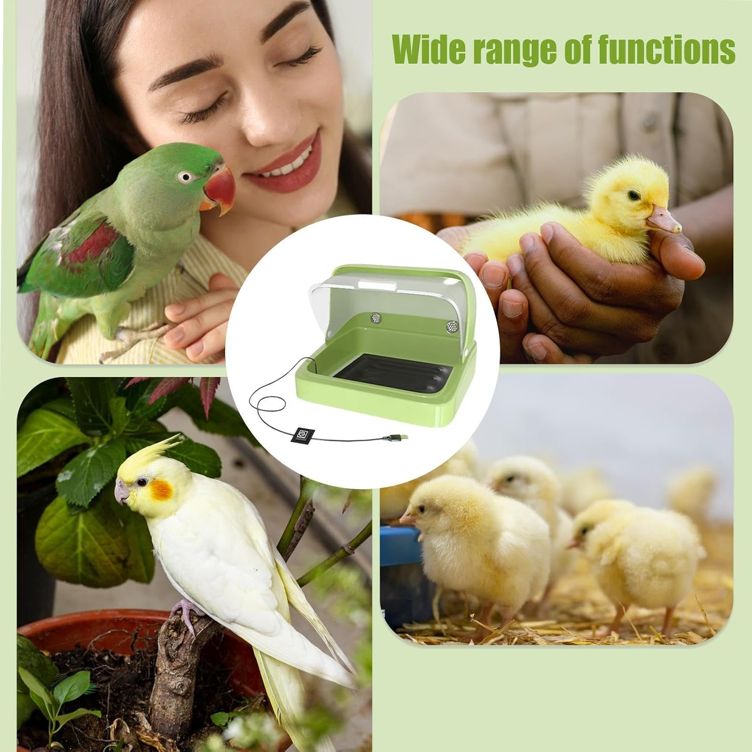Chicken Brooder Warmer, Bird Incubator Brooding Box with Adjustable 3-Temperature Heating Pad, Breathable and Visual Nesting Case for Parrots, Chickens, Ducklings image number 3