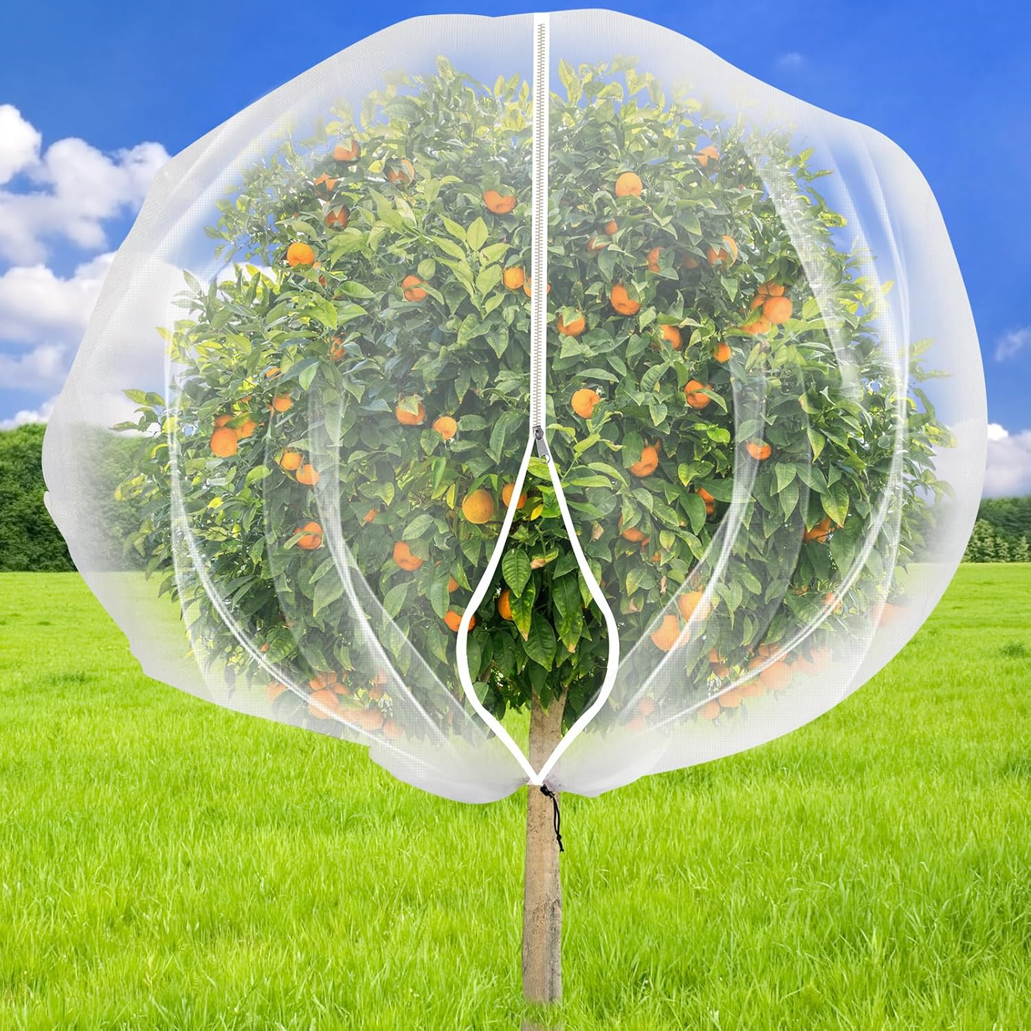 5.9 X 5.9 Ft Fruits Tree Netting Cover with Zipper and Drawstring,Garden Insect Netting Plant Cover Transparent Bird Plant Barrier Flower Fruits Mesh Screen for Preventing Deer Squirrel Bug image number 1