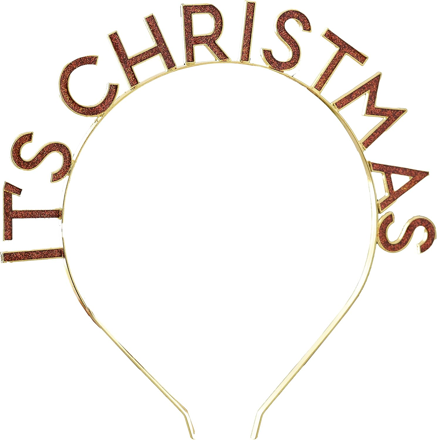 Ginger Ray Its Christmas Metal Red Glitter & Gold Headband Hair, Accessory image number 4