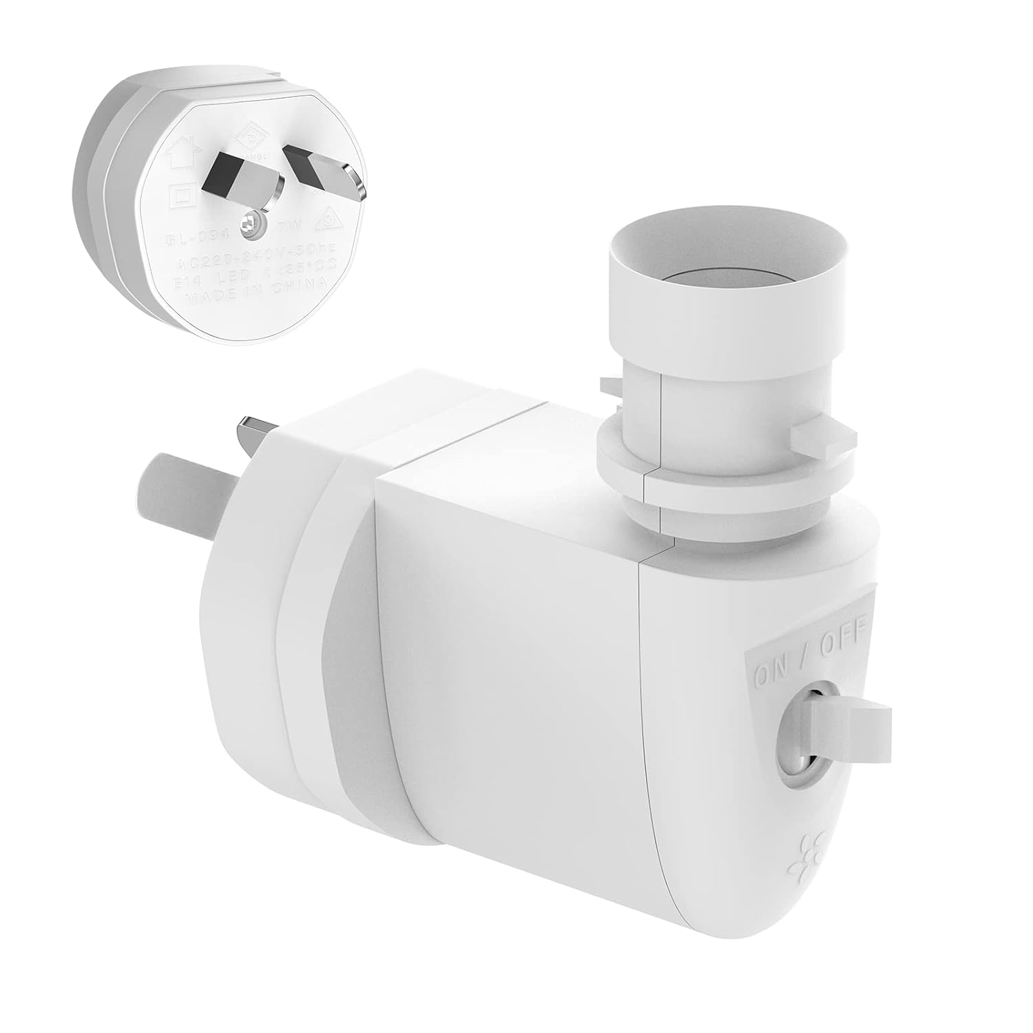 E14 Plug-In Light Socket Adapter with Switch, MATCHEASY 2-Pin Outlet to E14 Bulb Holder Converter for LED & Incandescent Lights 240V Australian Standard (Bulb NOT Included) image number 2