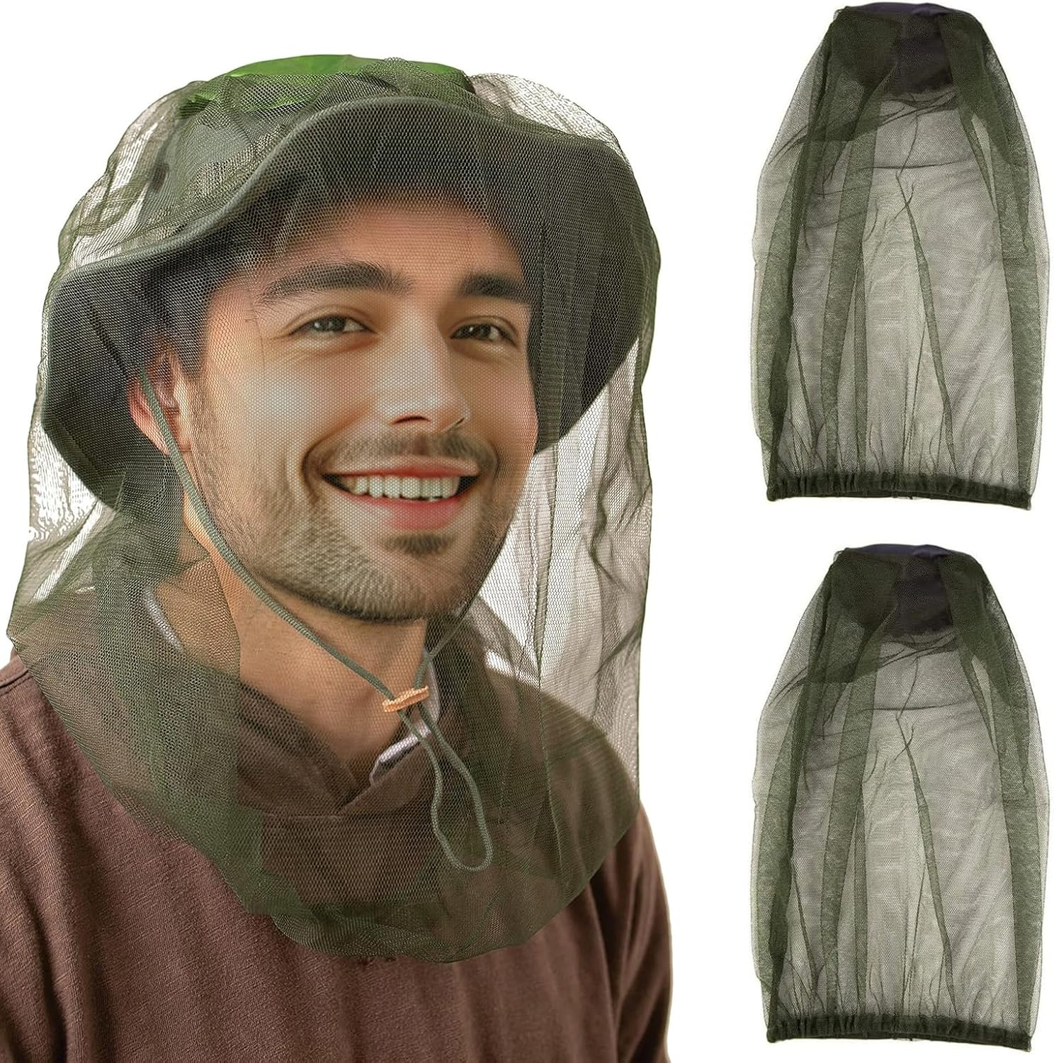 2 PACK Mosquito Repellent Mesh Head Net, T Tersely Face Netting Mask for Bugs, Gnats, No See Ums and Other Insects, Protection for Any Outdoor Lover- with Two Free Carry Bags image number 3