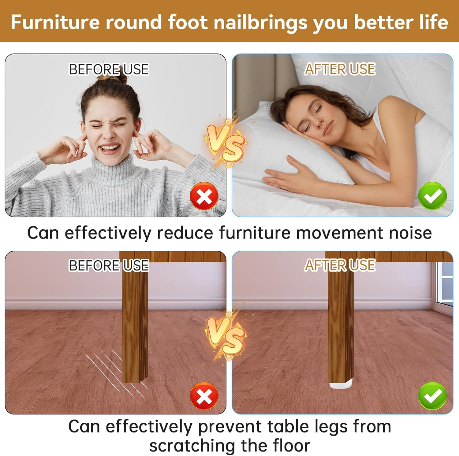 Pack of 50 Plastic Chair Gliders, 20 Mm, Floor Gliders, Furniture Gliders, Plastic Gliders, Floor Protection, Felt Gliders, Table Gliders with Nail for Furniture, Chair and Table Legs, White