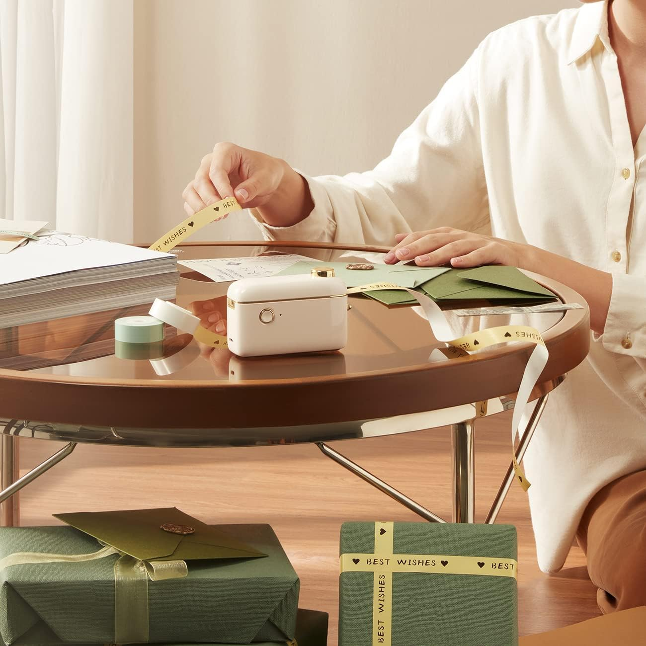 NIIMBOT H1S Label Maker Machine with Tape, Portable Rechargeable Thermal Label Printer, Compatible with 9/12/15Mm Tape, Built-In Cutter, Mini Label Printer for Home School Office Organization