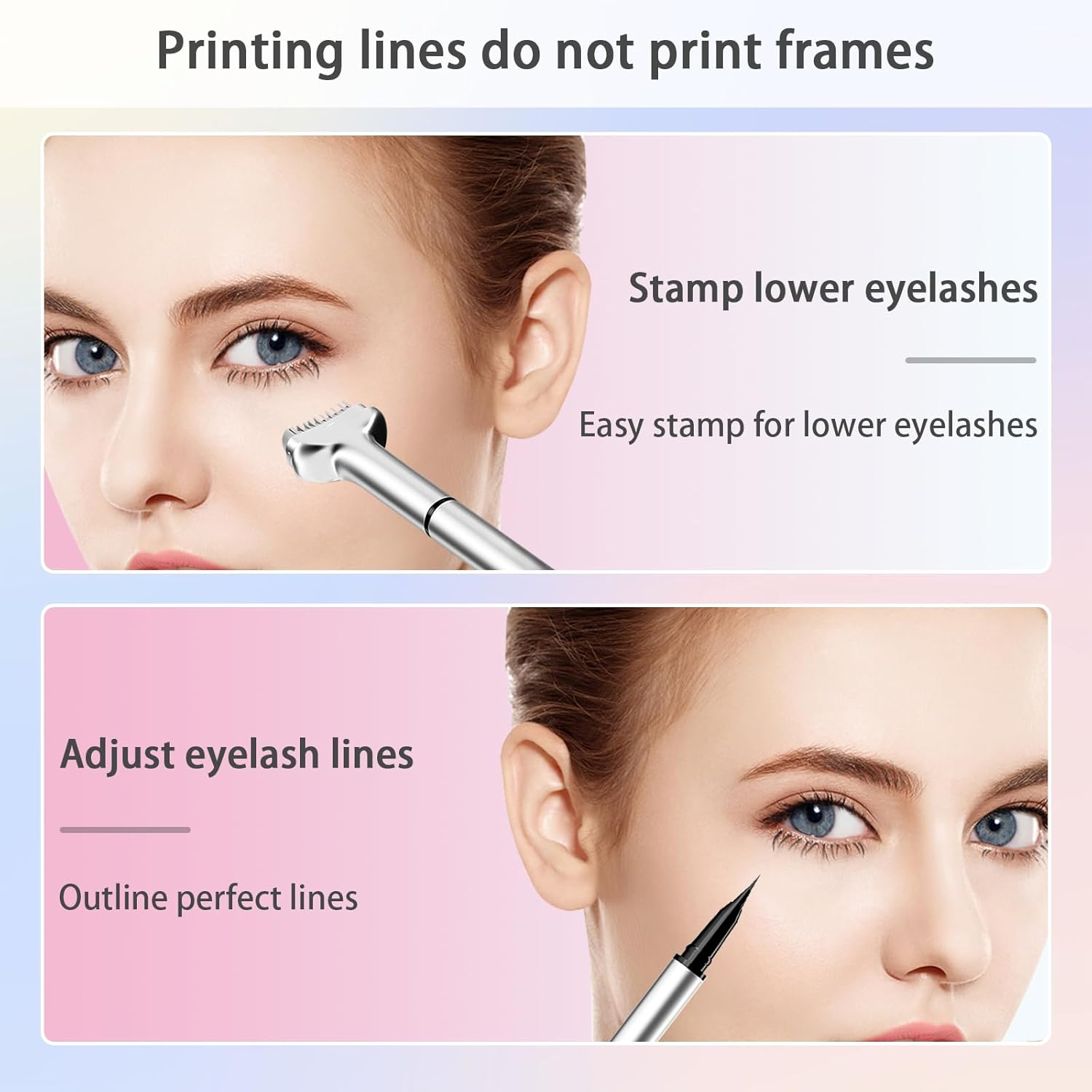 WALULAN 2-In-1 Waterproof Sweatproof Eyeliner,Lower Lash Stamp, Silicone Eyelash Stamp, Lower Eye Makeup Tool - 01 image number 6