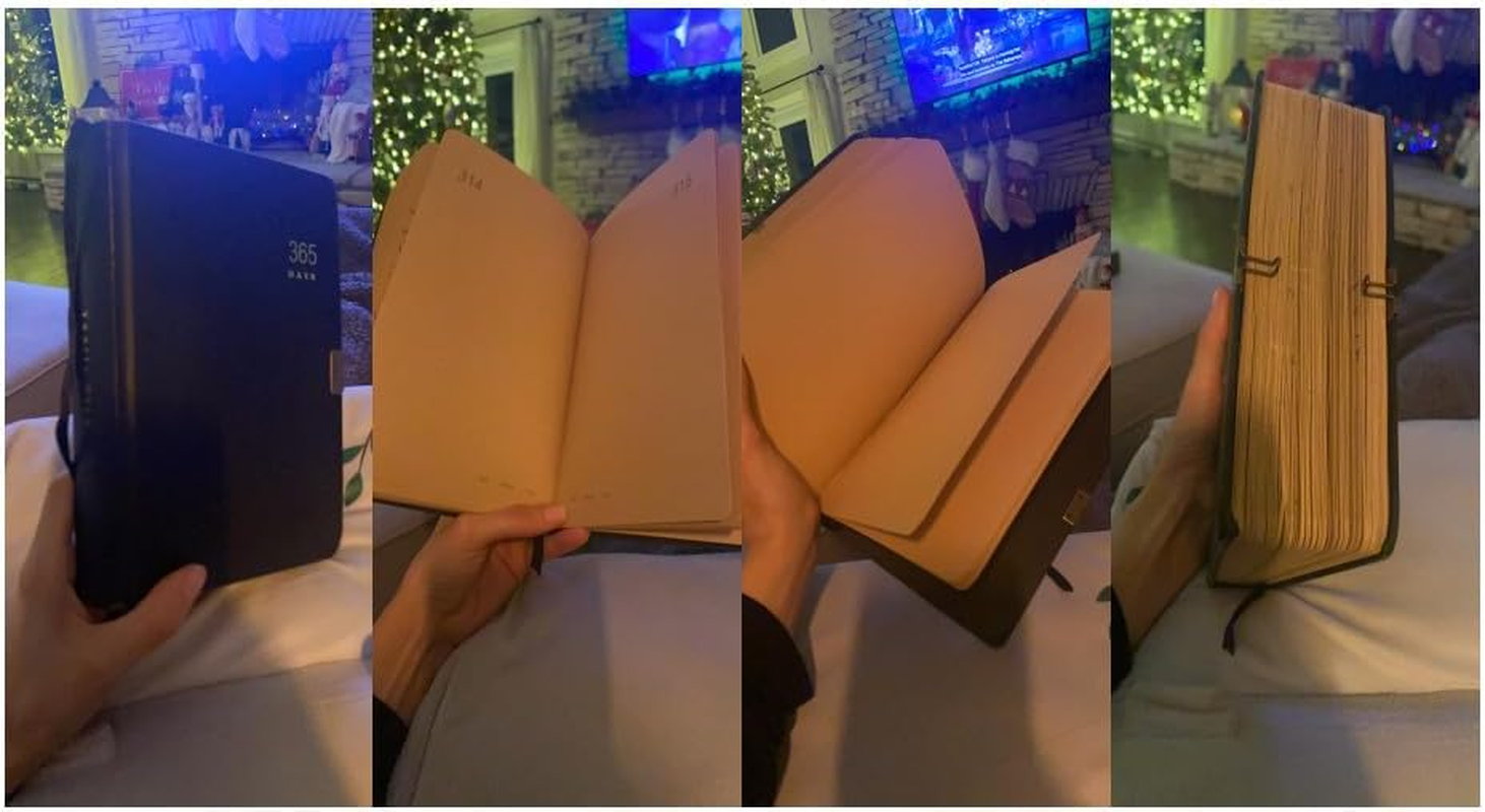 365 Day A5 Kraft Paper Hardcover Journals Notebook with Lock 1-Year Journal a Page a Day Daily Diary Scrapbook Numbered Blank Page Sketchbook Writing Notepad for Journaling Schedule Agenda image number 5