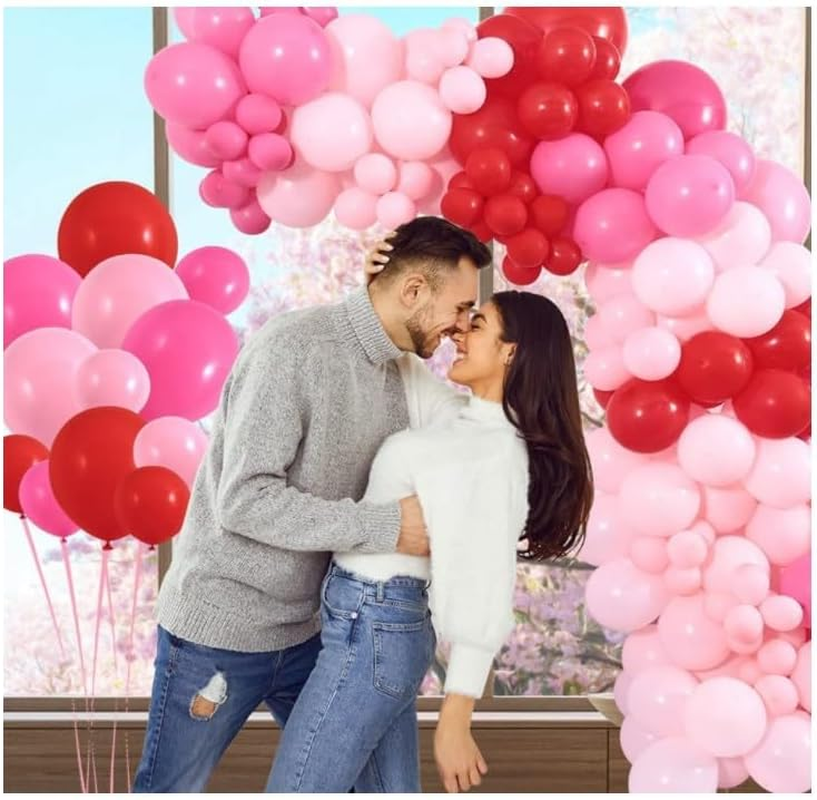 PEKGLOW 146 Pcs Valentine Balloon Garland Red Pink Balloon Garland Macaron Pink Red Pink Balloons Latex Balloons for Birthday Wedding Anniversary Party Decorations Valentines Day Party Supplies image number 1