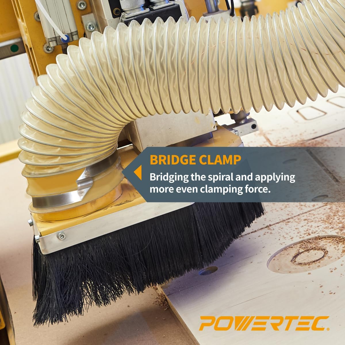 POWERTEC 70225 4 Inch Right Hand Keyed Bridge Hose Clamp, Thumb Screw Key Adjustable Stainless Steel Hose Clamps for Dust Collection, Dust Collector and Dryer Vent Hose, 5 Pack image number 3